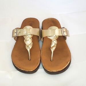 Sperry Women Sandel 7M Gold Resort Braided Strap Nautical Coastal Preppy